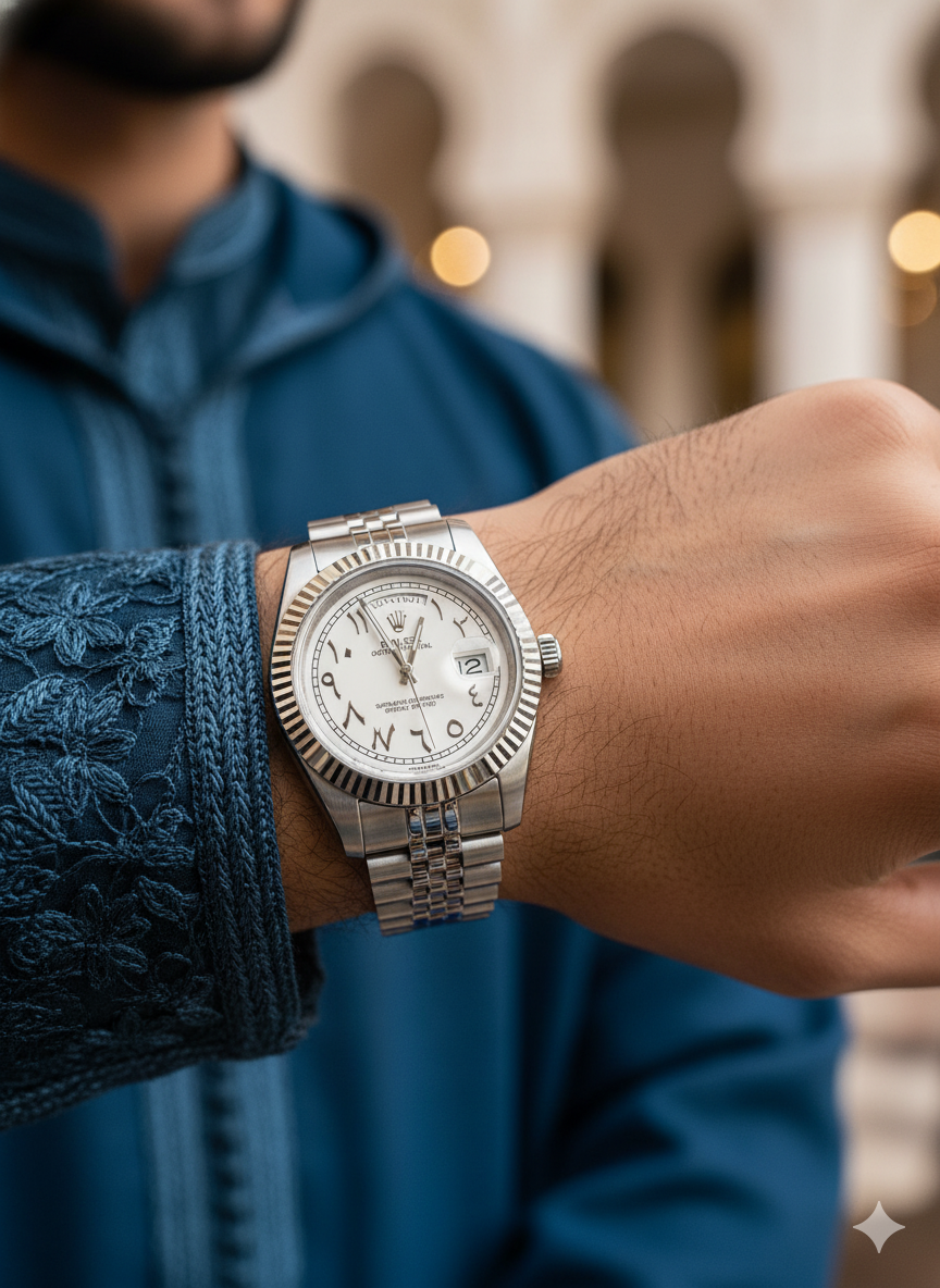 Rolex arabia Date de jour blanc