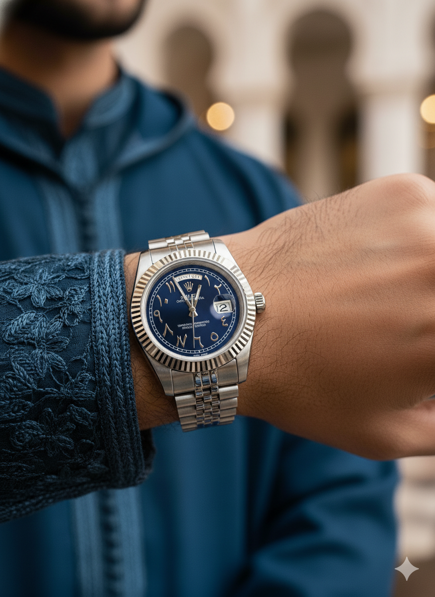 Rolex arabia Date de jour Bleu