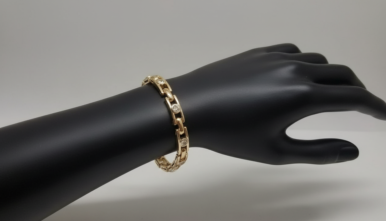 Bracelet à maillons sertis /acier inoxydable