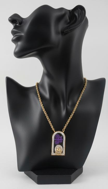 Collier pendentif talisman violet﻿  /Acier inoxydable
