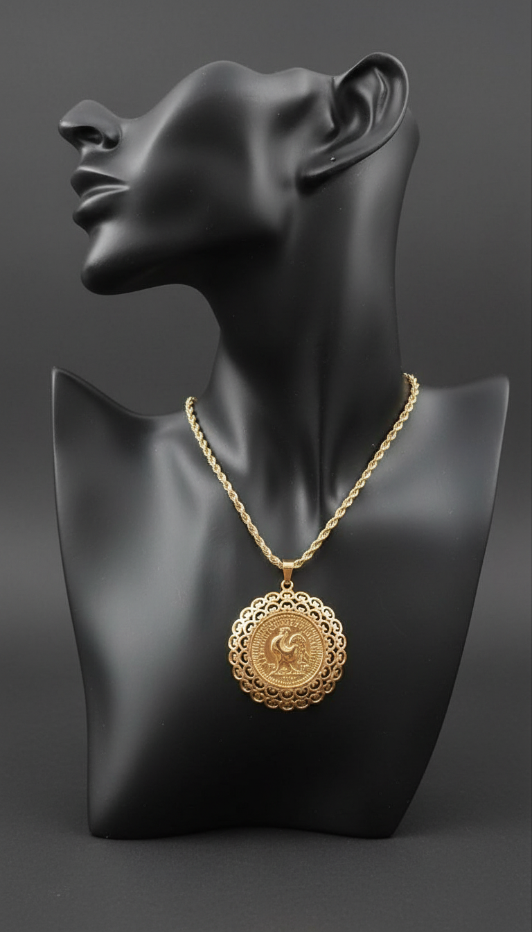 Collier médaillon pièce vintage﻿ / Acier inoxydable