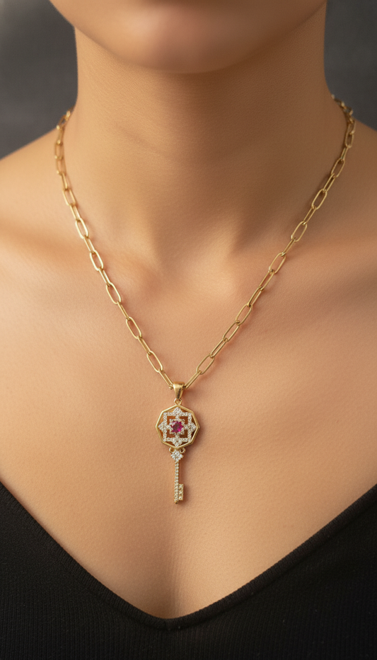 Collier clé talisman